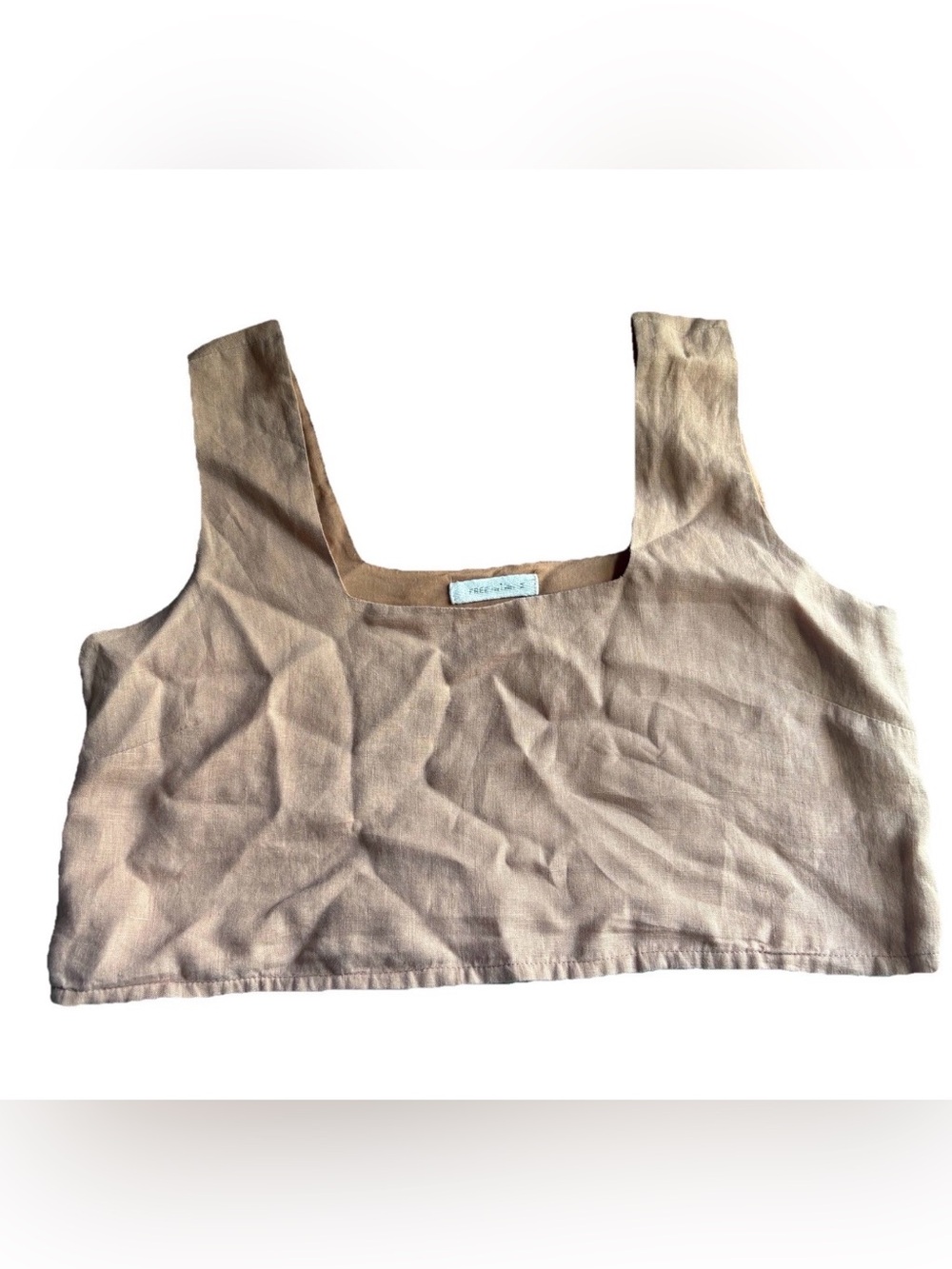 Free The Label Top Womens Sz M Tuscan Rose Linen Roma Crop Square Neck Handmade